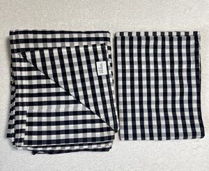 Serena & Lily Full Flat Sheet Pillow Case Set Gingham Navy White Buffalo Check